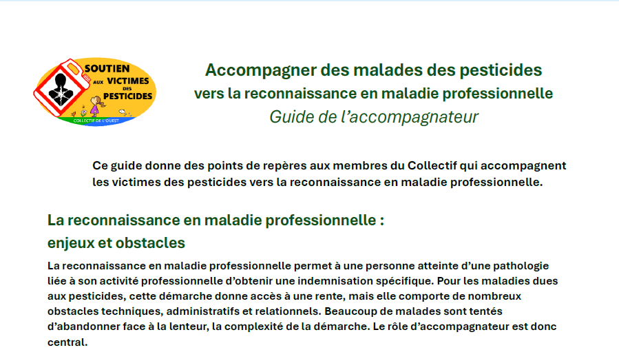 Accompagner des malades des pesticides vers la reconnaissance en maladie professionnelle -  Guide de l’accompagnateur