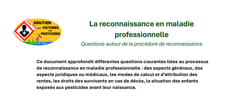 Accompagner des malades des pesticides vers la reconnaissance en maladie professionnelle 
