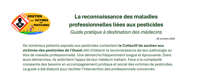 Accompagner des malades des pesticides vers la reconnaissance en maladie professionnelle -  Guide de l’accompagnateur