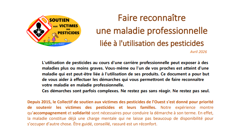 Faire reconnaître une maladie professionnelle liée à l'utilisation des pesticides